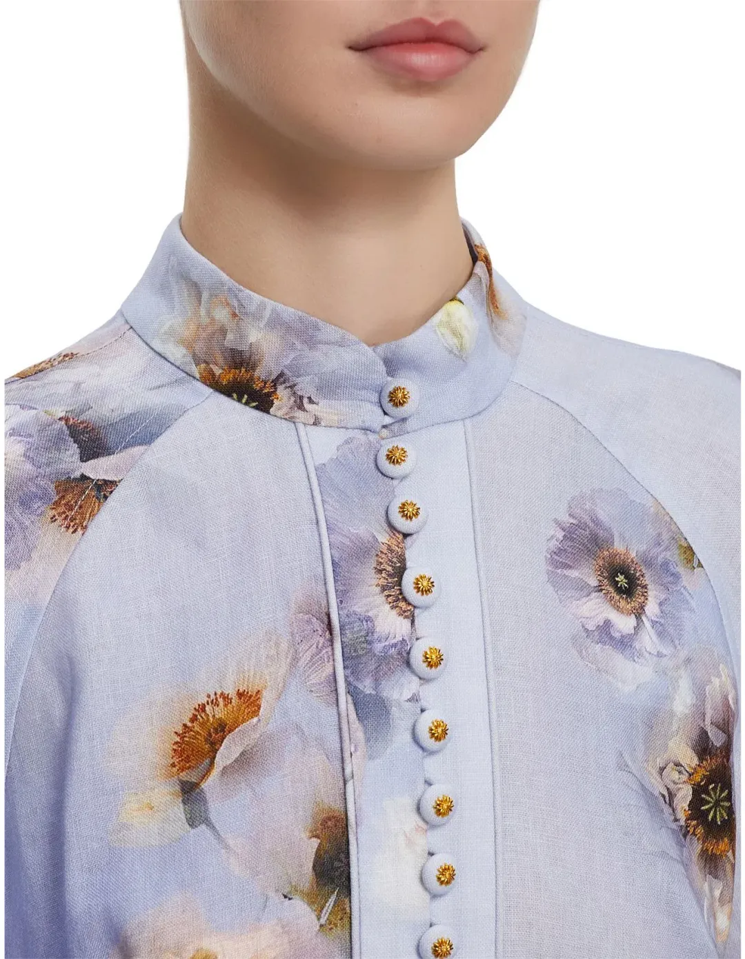 Zimmermann Hypnotic floral linen lilac poppy shirt dress size 3 au 14 for rent on The Volte - main image