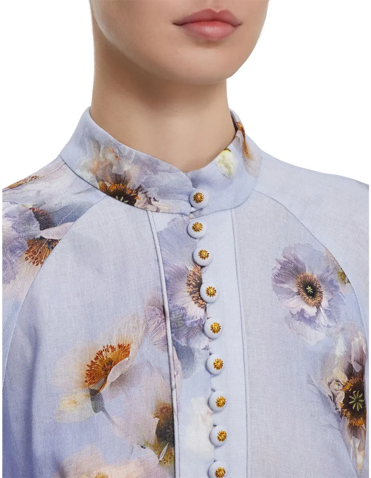 Zimmermann Hypnotic floral linen lilac poppy shirt dress size 3 au 14 - Image 3