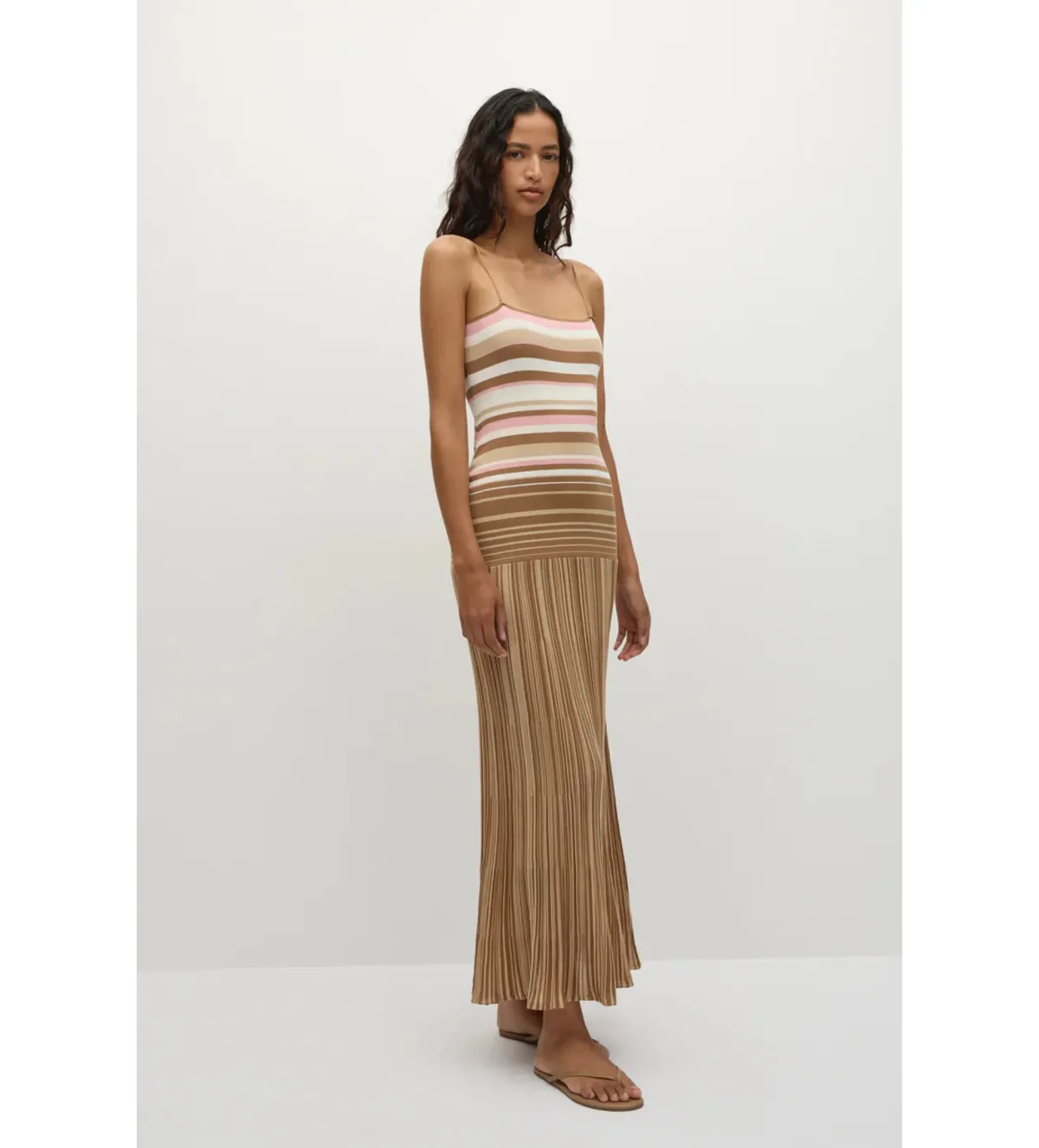 Faithful The Brand Esenia Knit Dress in Puce Sepia Stripe Size M/AU10 - Image 2