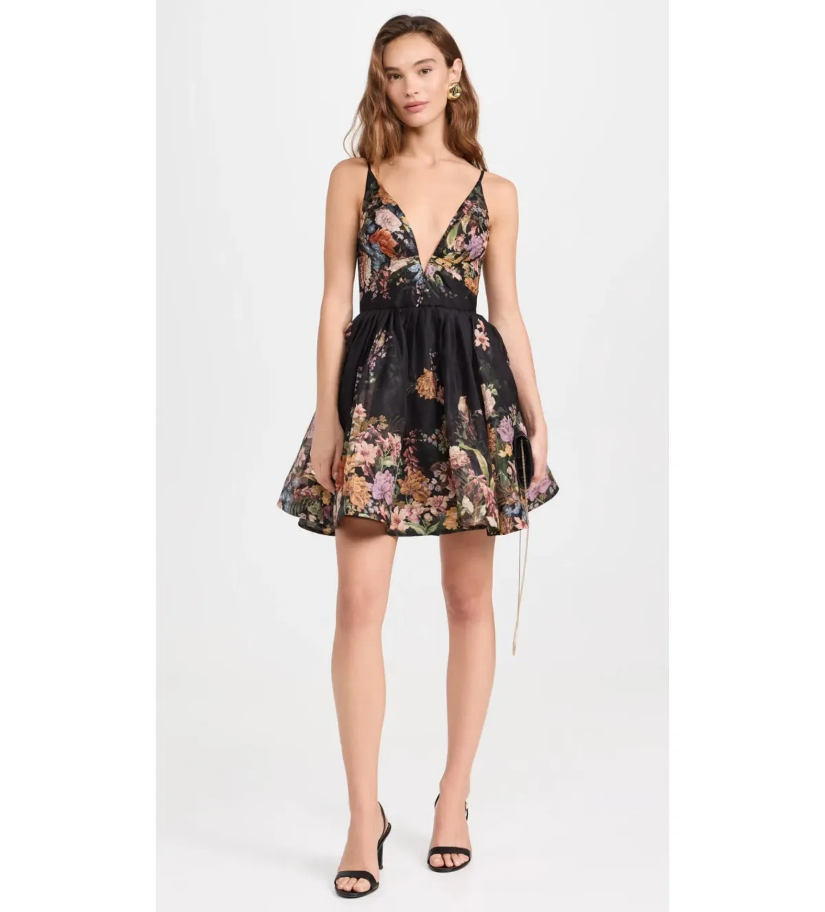 Zimmermann Pavilion V Neck Mini Dress in Black Multi Floral Size 1/AU 10 - Image 2