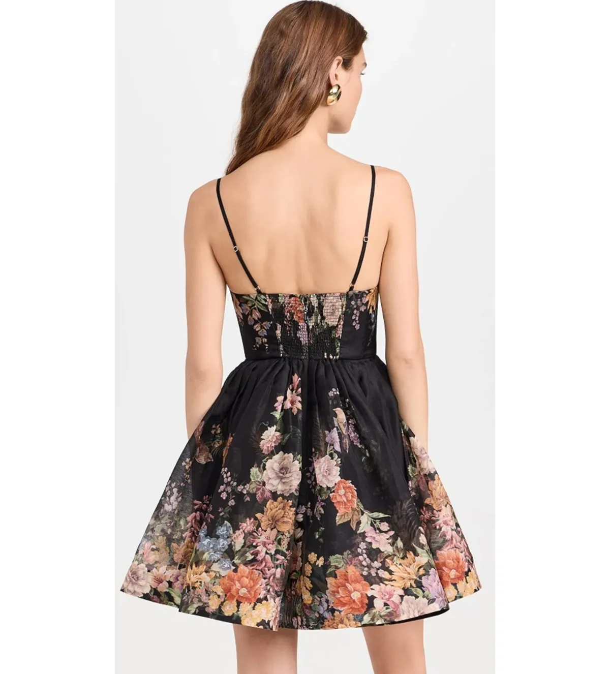 Zimmermann Pavilion V Neck Mini Dress in Black Multi Floral Size 1/AU 10 - Image 4