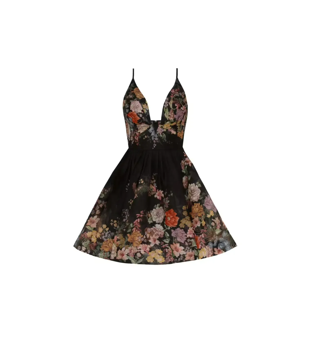 Zimmermann Pavilion V Neck Mini Dress in Black Multi Floral Size 1/AU 10 - Image 5