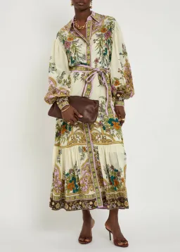 Alemais Antoinette Floral-print Chiffon Maxi Shirt Dress Cream Size 12 for rent on The Volte - image 9