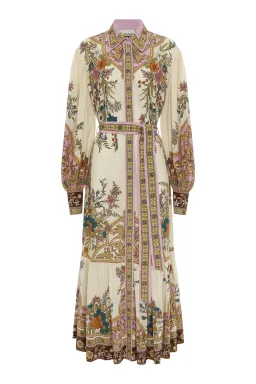 Alemais Antoinette Floral-print Chiffon Maxi Shirt Dress Cream Size 12 for rent on The Volte - image 2