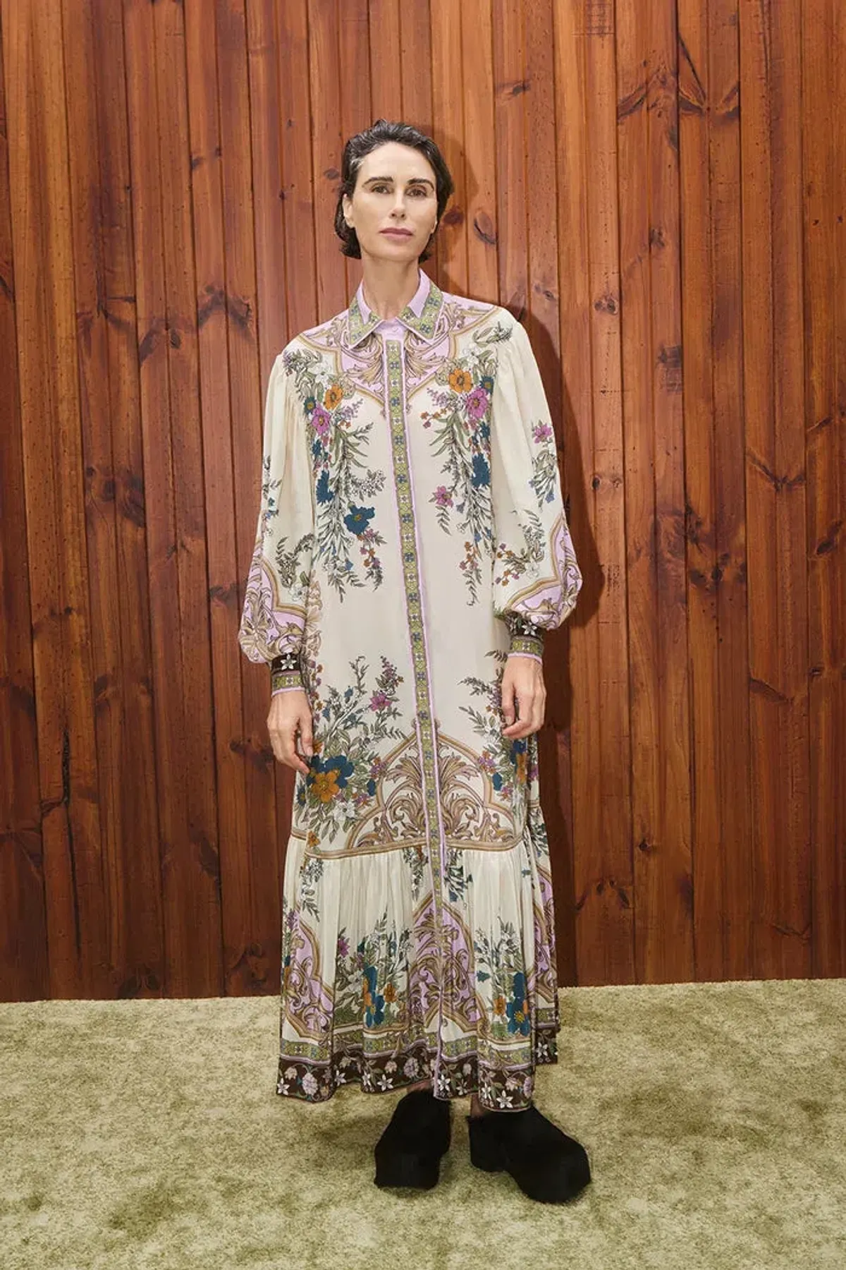 Alemais Antoinette Floral-print Chiffon Maxi Shirt Dress Cream Size 12 - Image 4