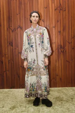 Alemais Antoinette Floral-print Chiffon Maxi Shirt Dress Cream Size 12 for rent on The Volte - image 4