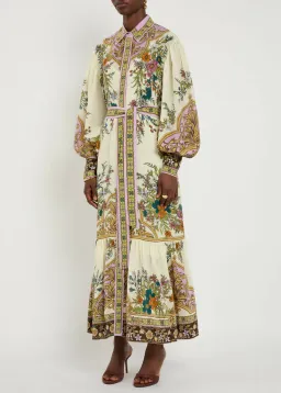 Alemais Antoinette Floral-print Chiffon Maxi Shirt Dress Cream Size 12 for rent on The Volte - image 7