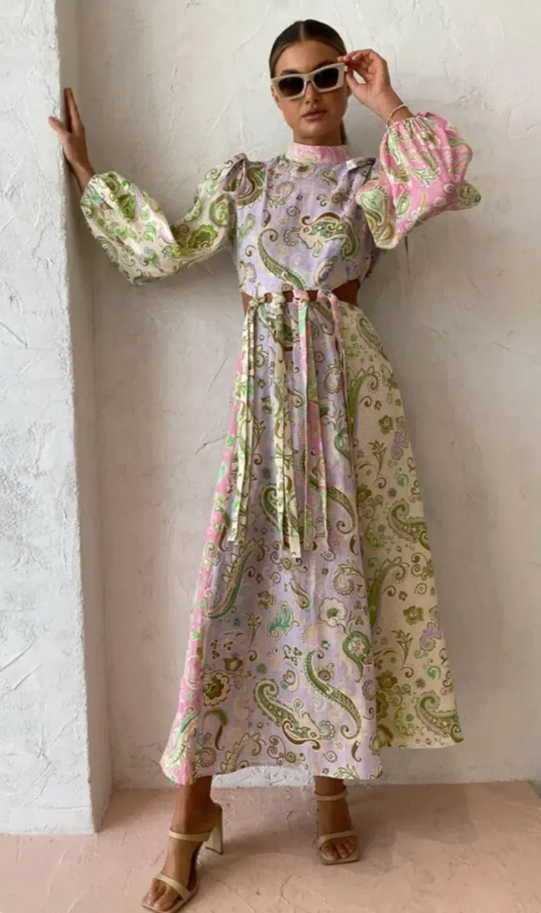 Alemais Marta Cutout Midi Dress In Multi Size 6 for rent on The Volte - main image