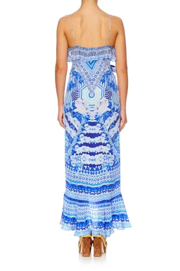 Camilla Long Wrap Maxi Dress with Frill in Throwing Shade Print Size AU 6 for rent on The Volte - image 4