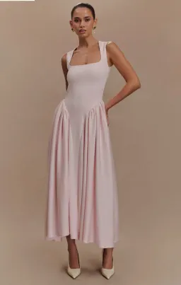Sharon Scuba Jersey Midi Dress - Ballet Pink for rent on The Volte - image 1
