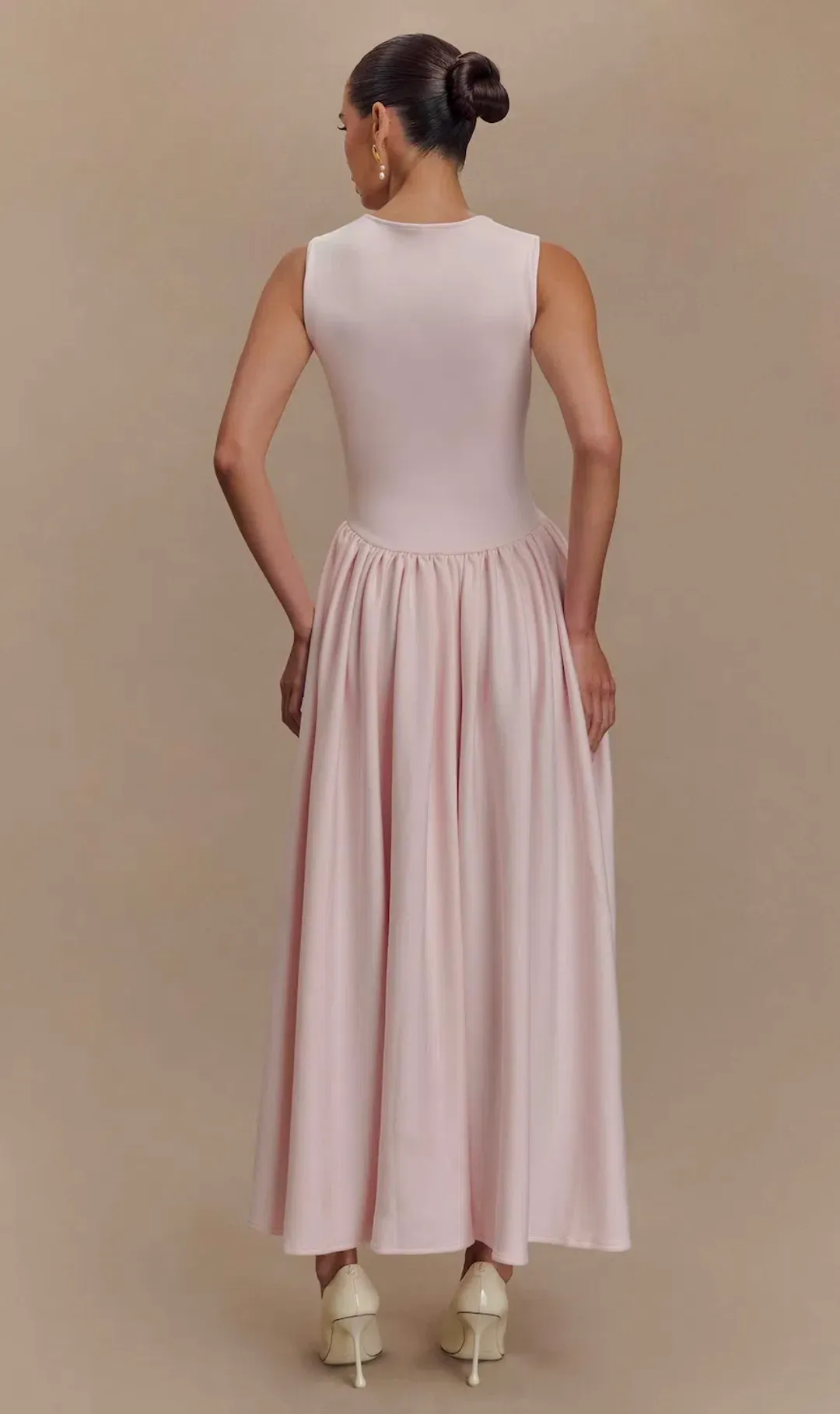 Sharon Scuba Jersey Midi Dress - Ballet Pink for rent on The Volte - main image
