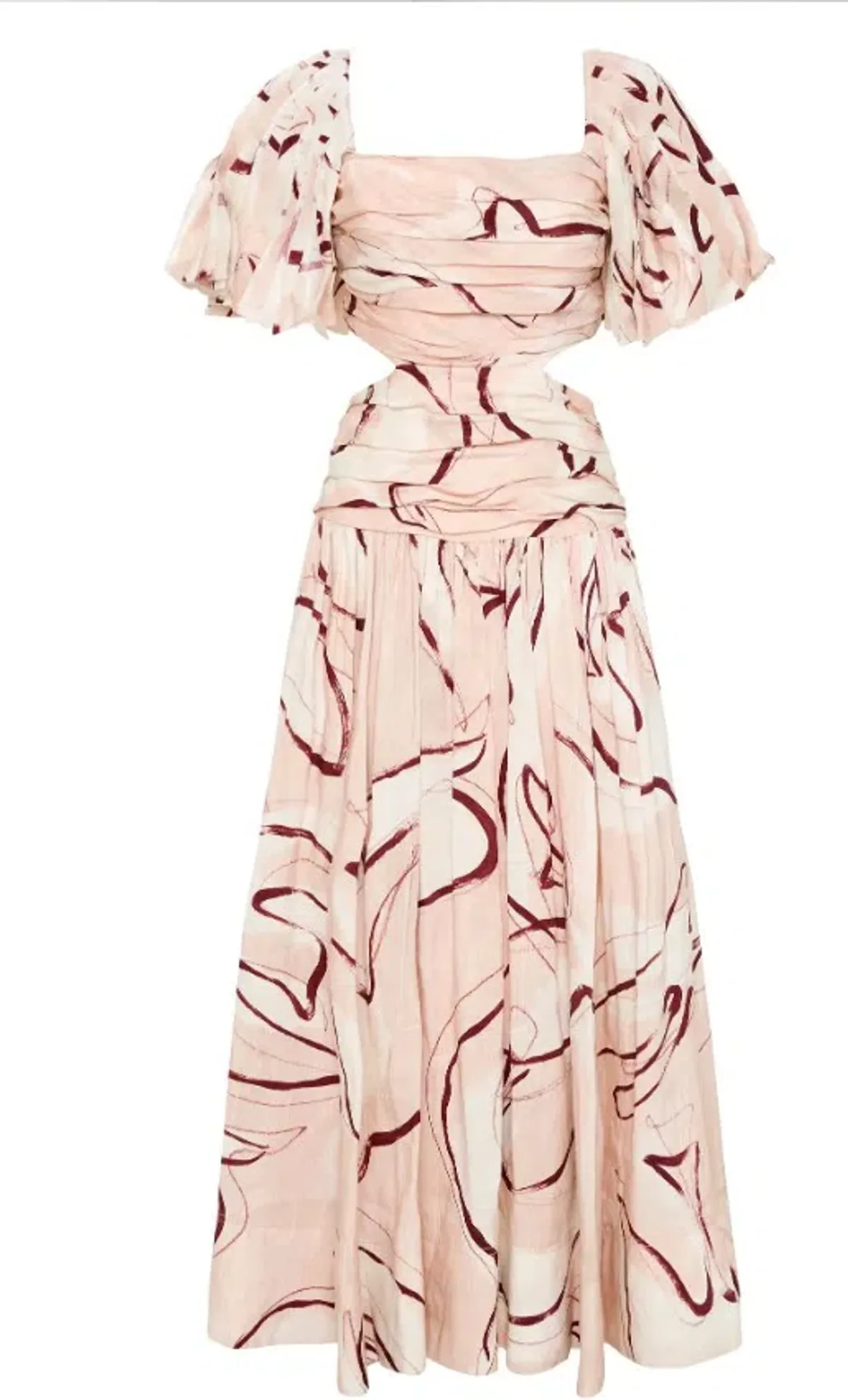 AJE Marianne Midi Dress Ruched Cutout Whimsical Dove - Image 4