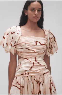 AJE Marianne Midi Dress Ruched Cutout Whimsical Dove for rent on The Volte - image 3