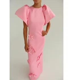 Leo Lin Lucinda Floral Appliqué Maxi Dress Baby Pink Size 10 for rent on The Volte - image 3