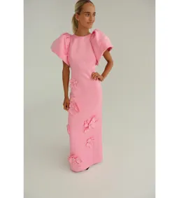 Leo Lin Lucinda Floral Appliqué Maxi Dress Baby Pink Size 10 for rent on The Volte - image 2