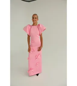 Leo Lin Lucinda Floral Appliqué Maxi Dress Baby Pink Size 10 for rent on The Volte - image 1