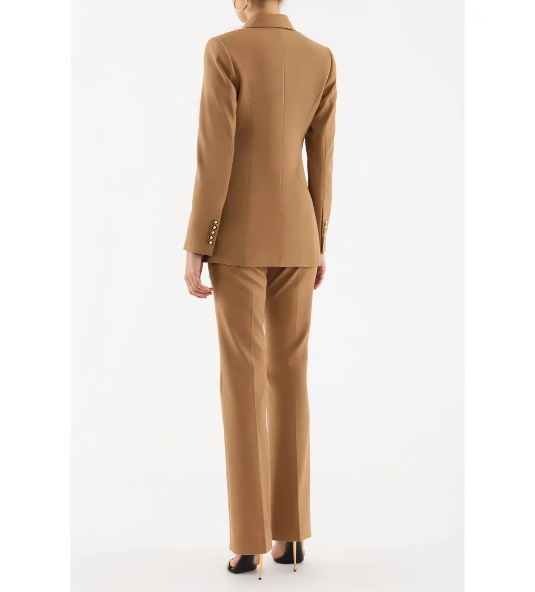 Rebecca Vallance Elsa Double Breasted Blazer and Tapered Pant in Camel Size AU10 for rent on The Volte - main image