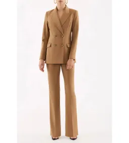 Rebecca Vallance Elsa Double Breasted Blazer and Tapered Pant in Camel Size AU10 for rent on The Volte - image 3