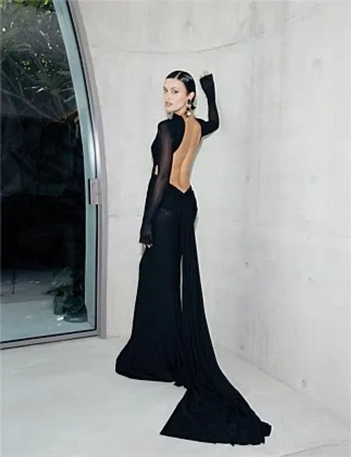 Effie Kats Monaco Long Sleeve Soft Mesh Floor Length Gown Black Size 10 - Image 2