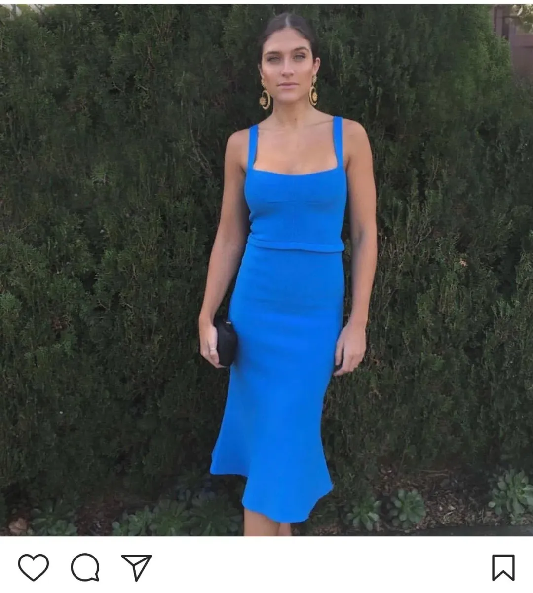 Scanlan Theodore Crepe Bralette Knit Dress in Sapphire Blue for rent on The Volte - main image