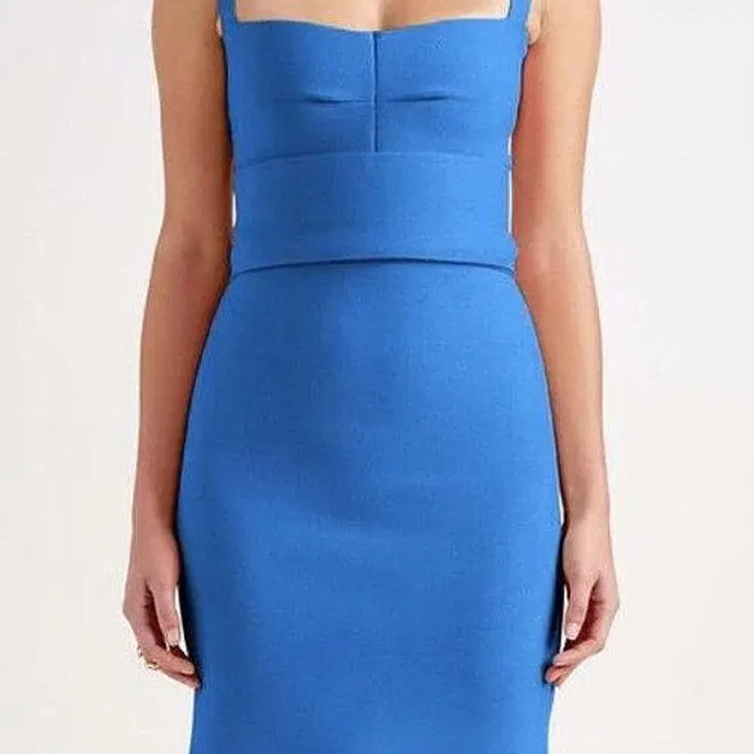 Scanlan Theodore Crepe Bralette Knit Dress in Sapphire Blue for rent on The Volte - main image