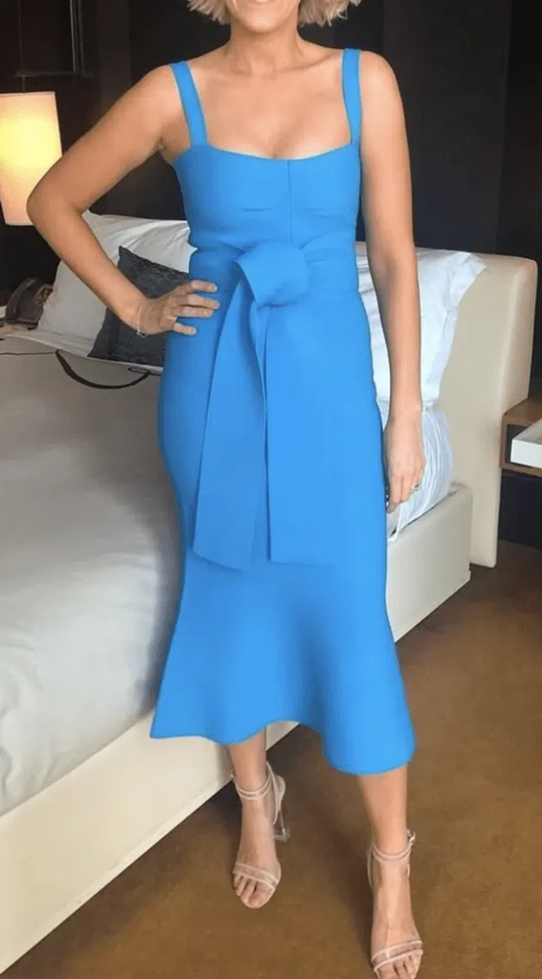 Scanlan Theodore Crepe Bralette Knit Dress in Sapphire Blue for rent on The Volte - main image