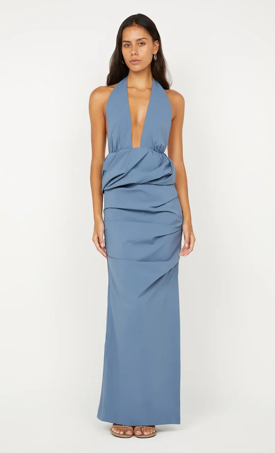 PRISCILLA BUBBLE MAXI DRESS SIZE 6 STEEL BLUE for rent on The Volte - main image