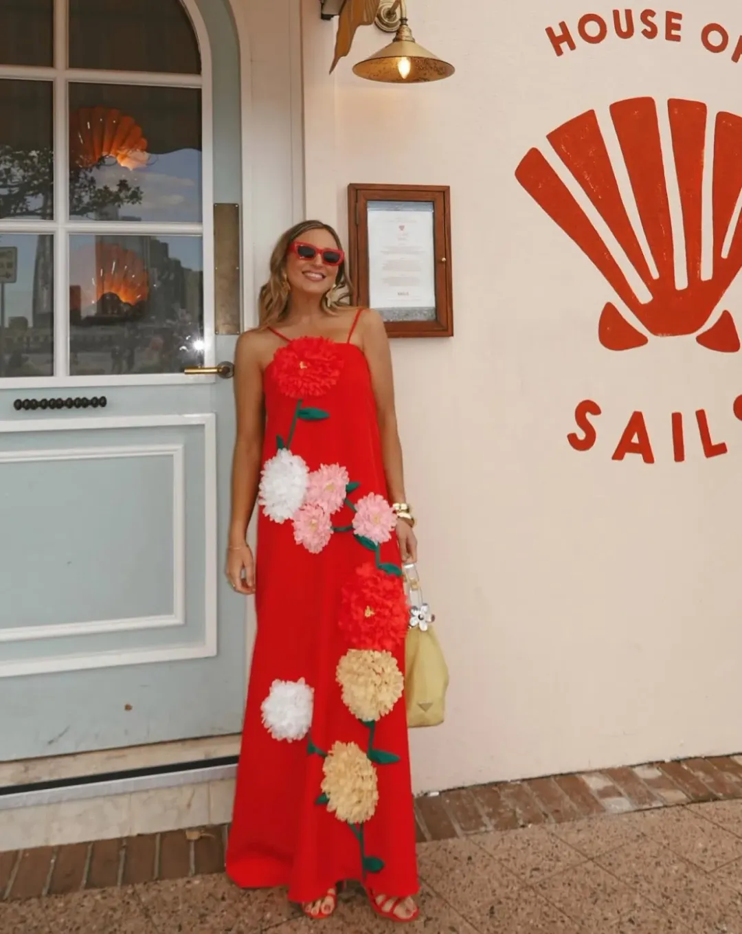 Elliatt Buttercup Embroidered Maxi Dress size 6 Red for rent on The Volte - main image