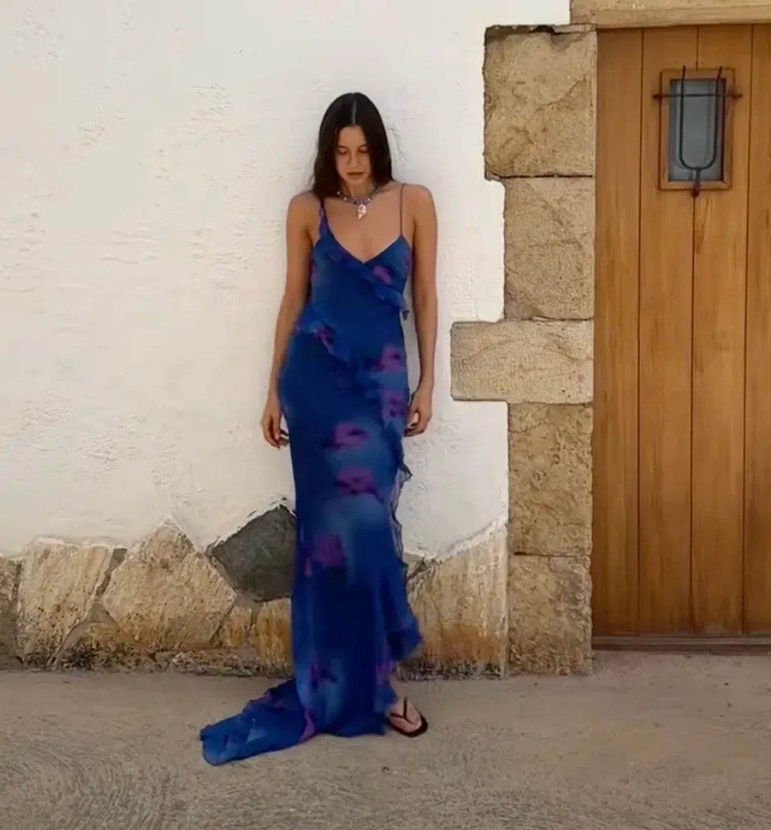 Rat & Boa SORRENTO DRESS in Blue & Purple Size XXS for rent on The Volte - main image