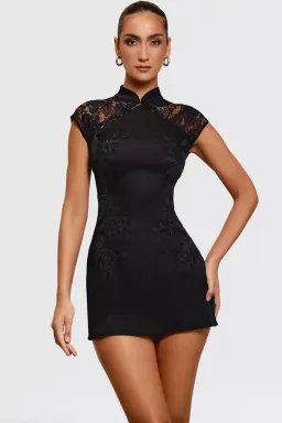 House of CB Thea Black Embroidered Mini Dress Size XS for rent on The Volte - image 2