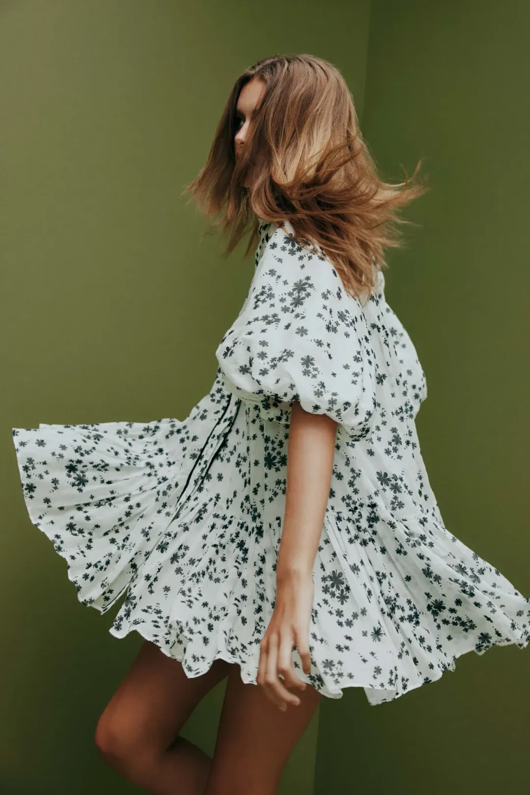 Aje Anthea Mini Smock Dress Daylight Daisies Black & White Size 10 for rent on The Volte - main image