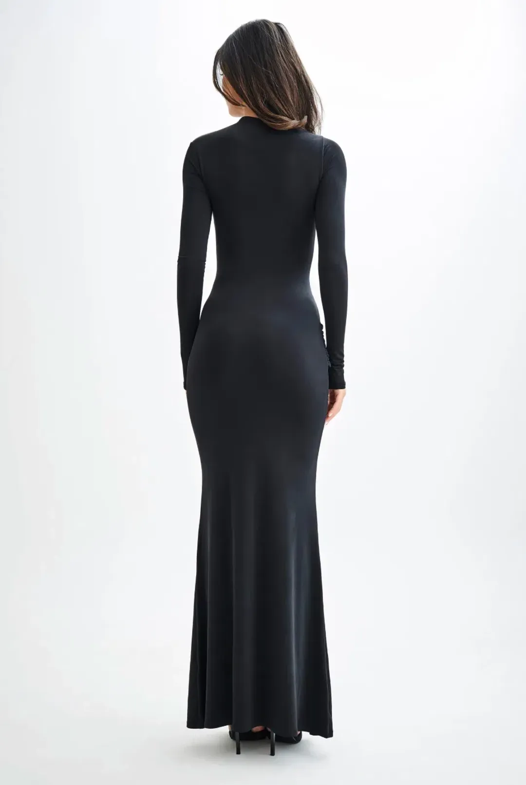 Meshki Halcyon Long Sleeve Slinky Maxi Dress Black Size XS for rent on The Volte - main image