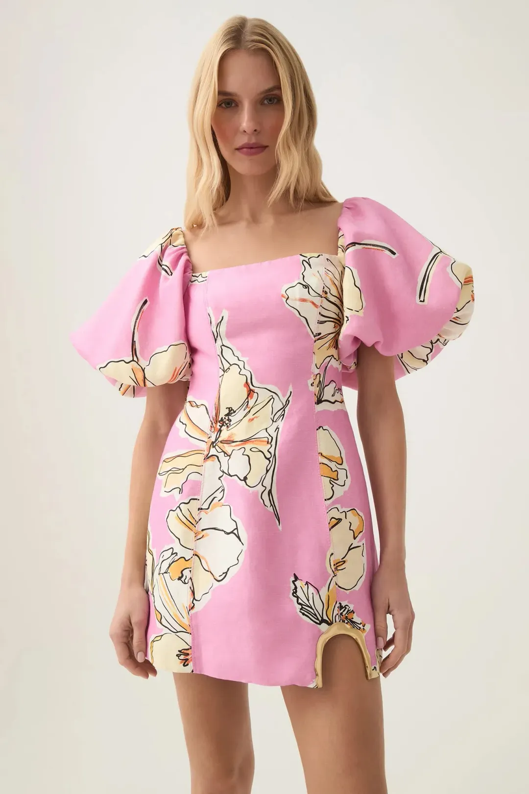 AJE FLOURISH MINI DRESS / PINK HIBISCUS / SIZE 16 for rent on The Volte - main image
