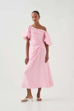 Aje Cadence Ruched Midi Dress / Pink / Size 16 for rent on The Volte - image 2