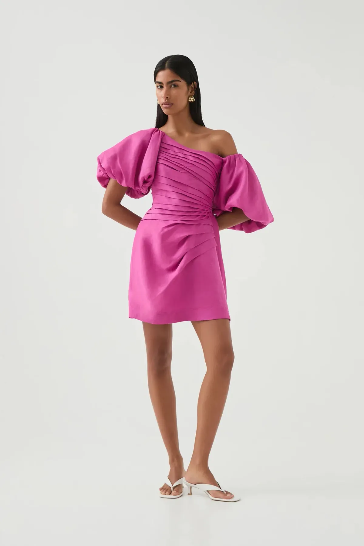 Aje Cadence Ruched Mini Dress / Pink / Size 16 - Image 1
