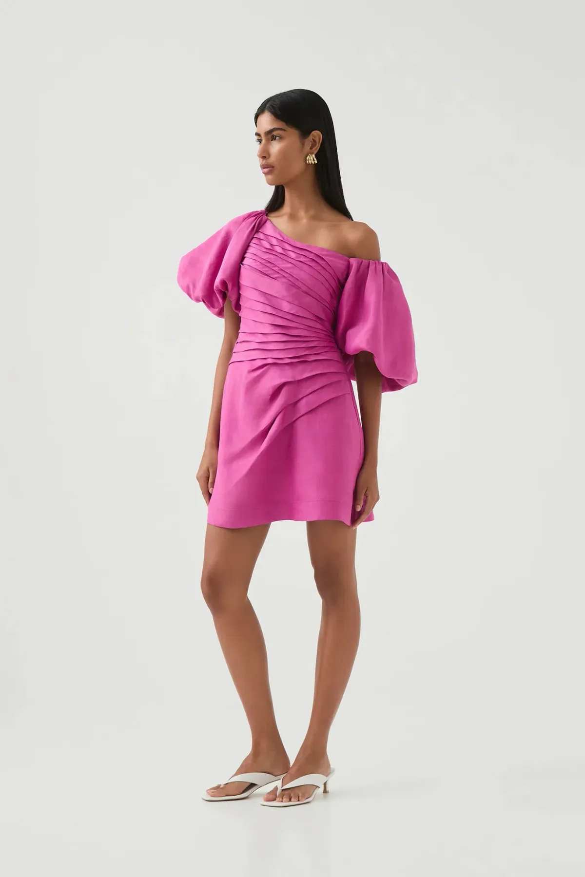 Aje Cadence Ruched Mini Dress / Pink / Size 16 - Image 2