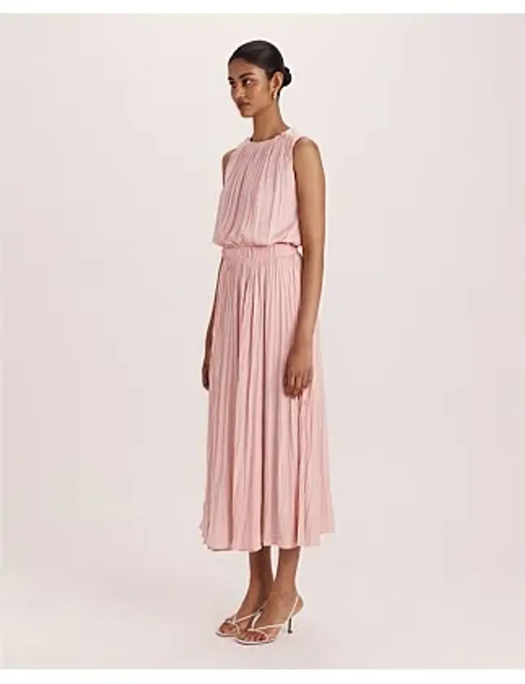 Saba Lillian Pleated Midi Dress Rose Size 12 for rent on The Volte - main image