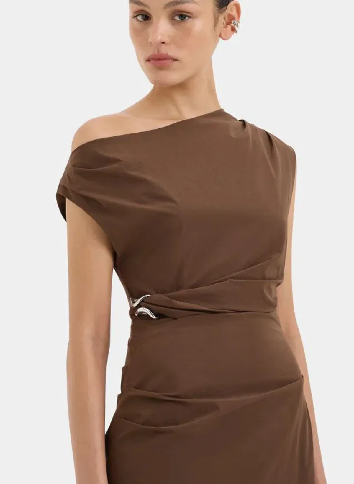 Sir Sol Off Shoulder Gown in Mocha Size 1/8 - Image 3
