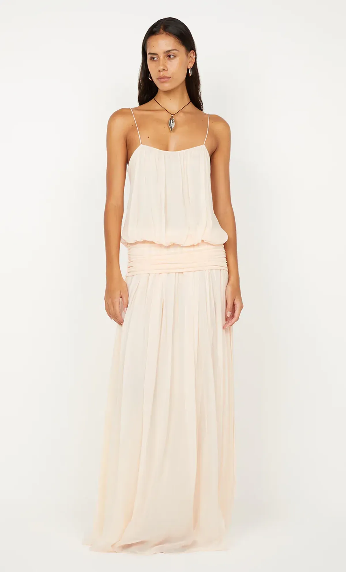 Camille Blouson Dress in Peach - Image 3