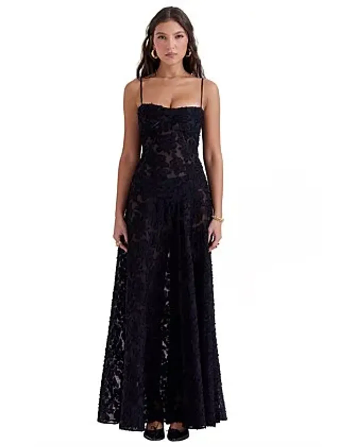 House Of Cb Seren Lace-Up Back Maxi Dress Black Size 10 - Image 2