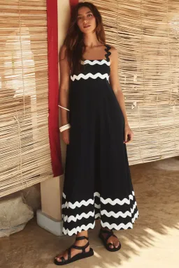 Mister Zimi Vivi Ric Rac Black White Maxi Dress 12 Medium M for rent on The Volte - image 2