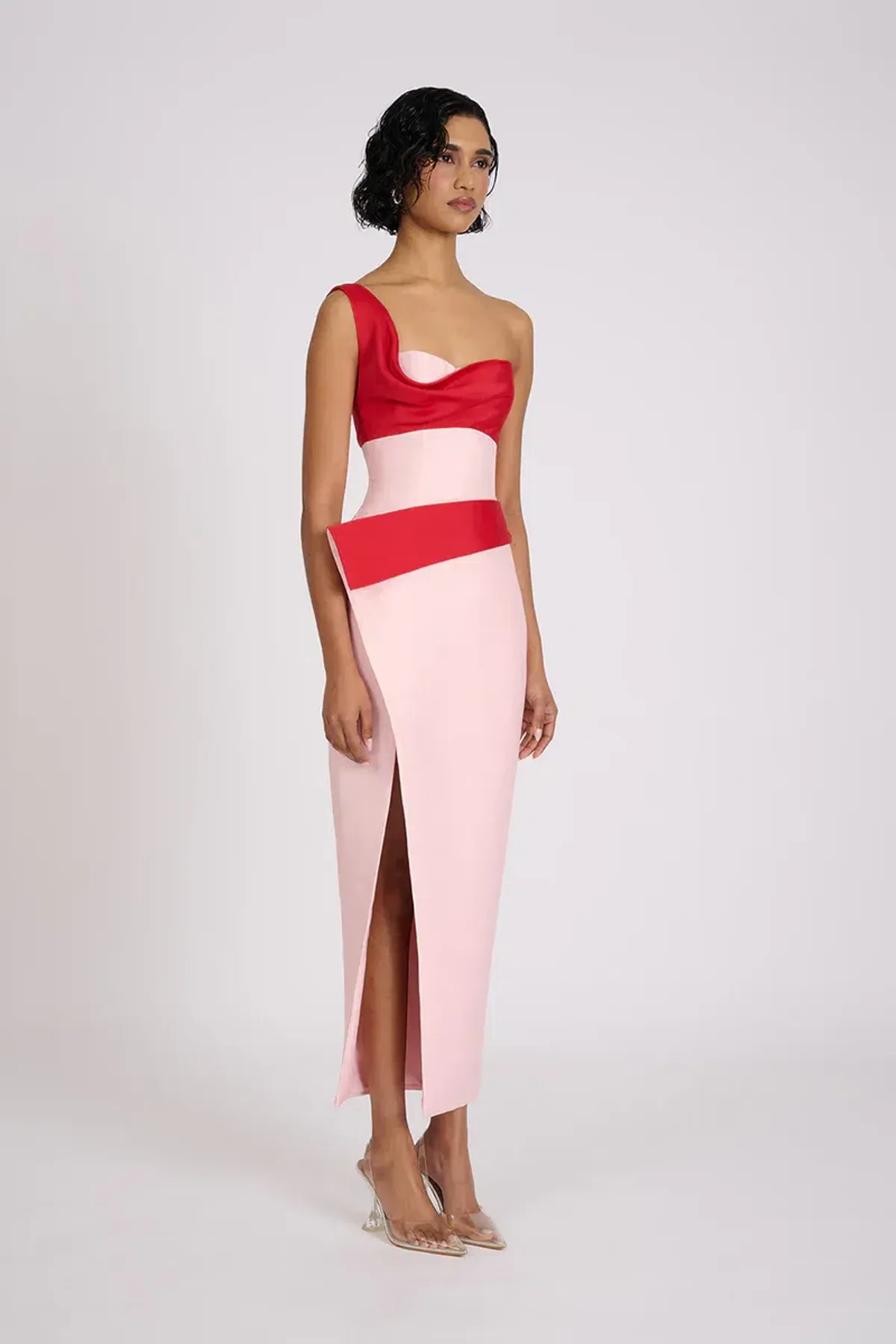 ELIYA THE LABEL CARTIA MIDI DRESS PINK/RED SIZE XS / AU6 - Image 1