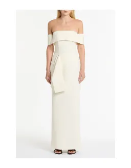 Carla Zampatti IVORY CREPE LA BANDA OFF SHOULDER GOWN | XXS | AU4 for rent on The Volte - image 1