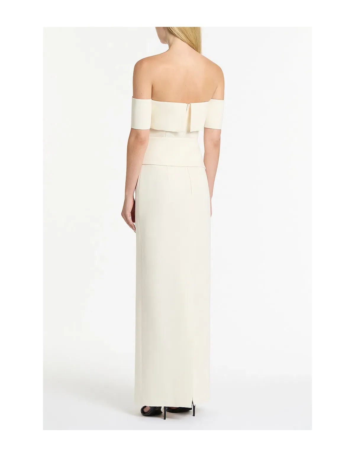 Carla Zampatti IVORY CREPE LA BANDA OFF SHOULDER GOWN | XXS | AU4 - Image 3