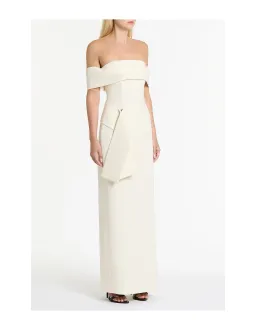 Carla Zampatti IVORY CREPE LA BANDA OFF SHOULDER GOWN | XXS | AU4 for rent on The Volte - image 2