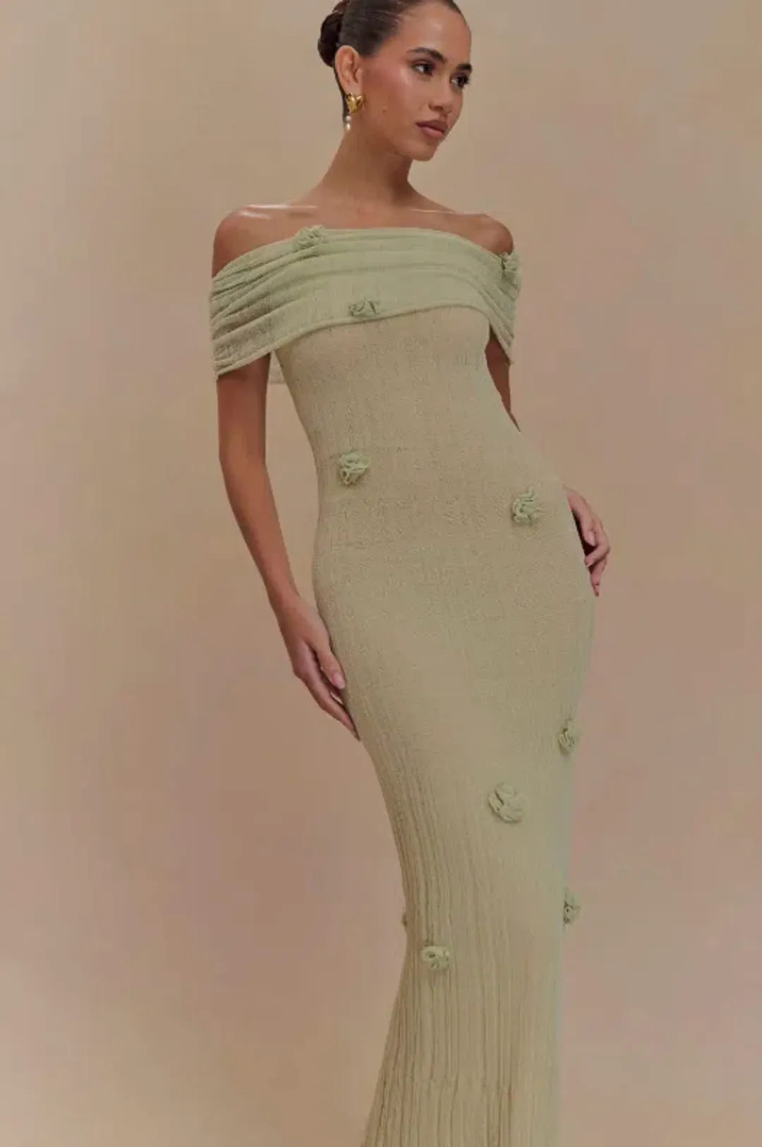 Brynn Orchid Knit Maxi Dress - Pastel Green for rent on The Volte - main image