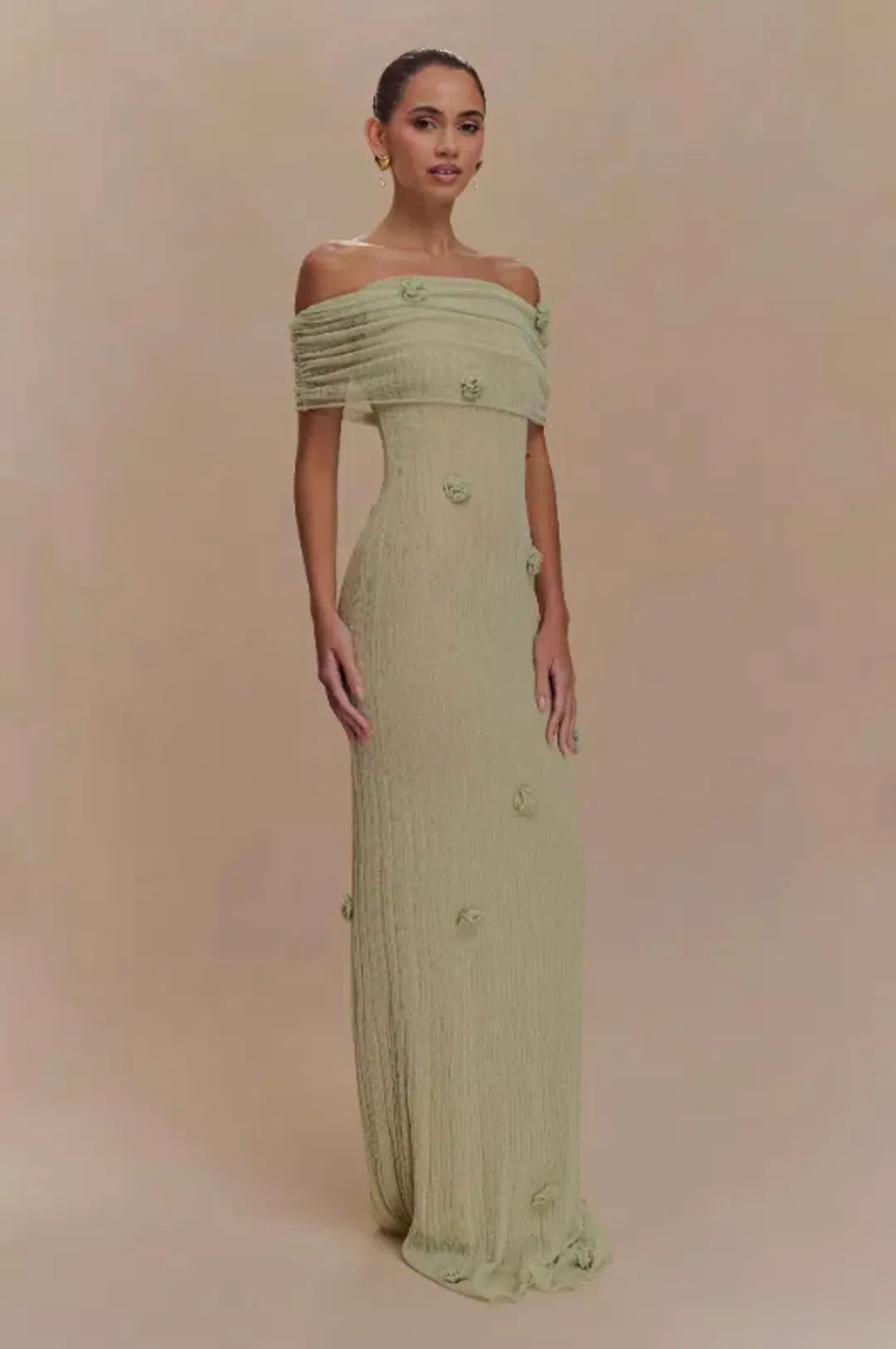 Brynn Orchid Knit Maxi Dress - Pastel Green for rent on The Volte - main image