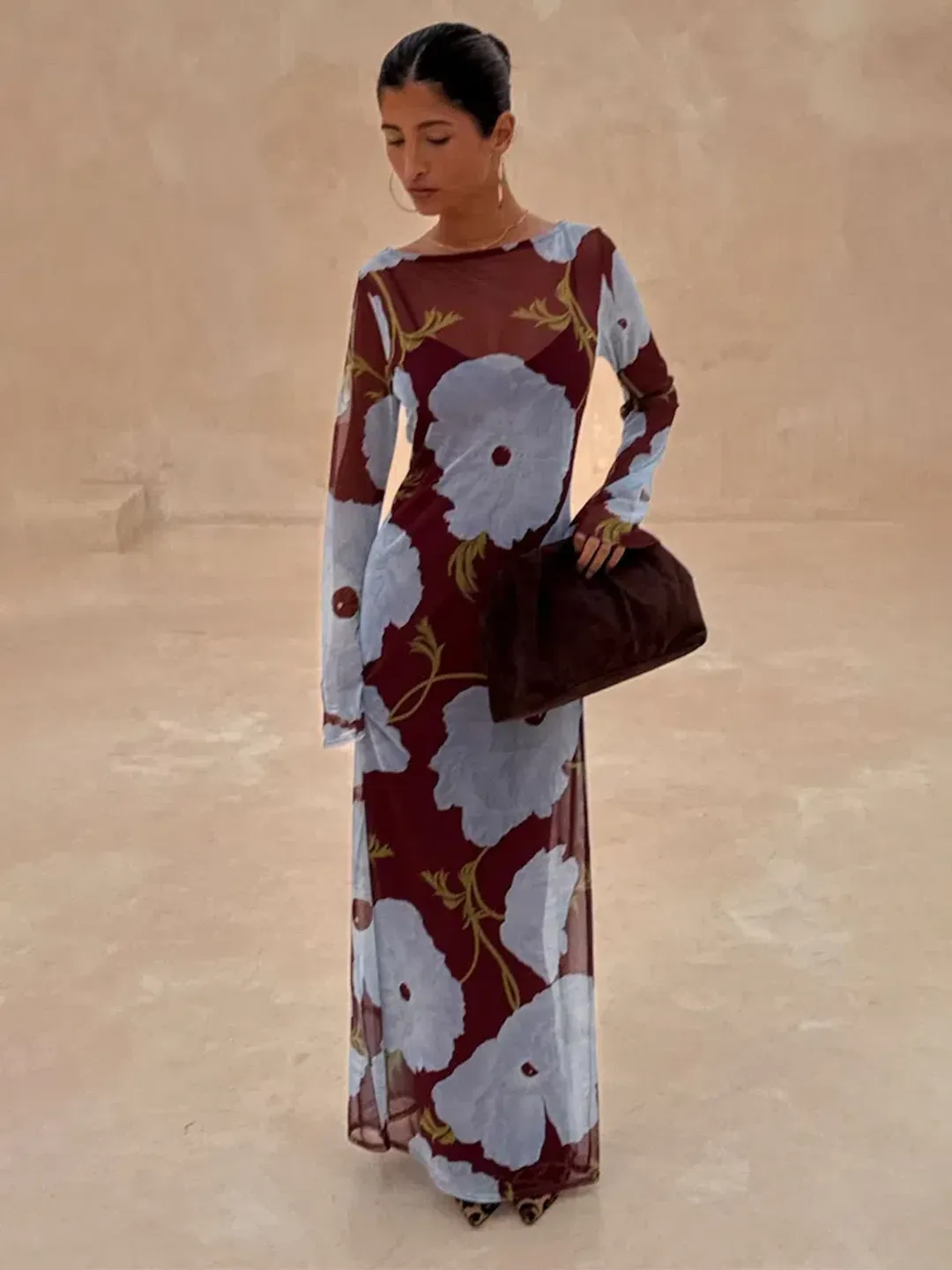 Never Fully Dressed Aria Dress size 18 burgundy & blue poppy for rent on The Volte - main image