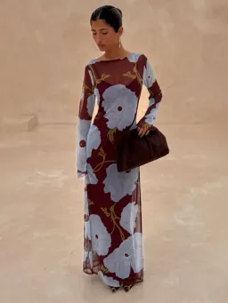 Never Fully Dressed Aria Dress size 18 burgundy & blue poppy for rent on The Volte - image 4