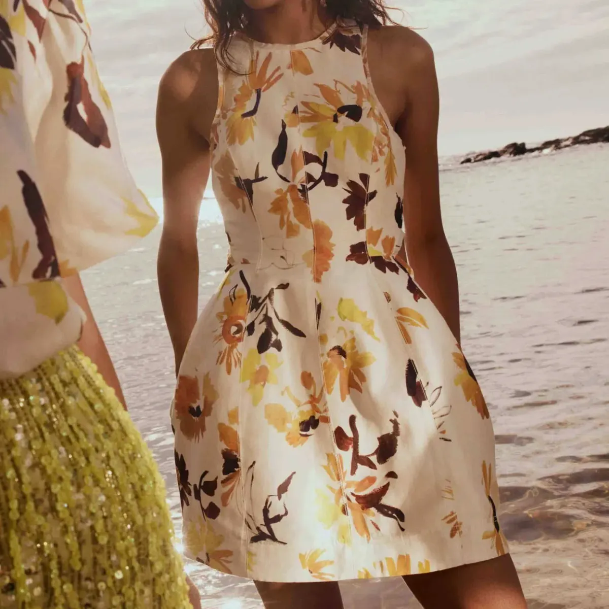 Aje Cut Out Yellow Tulip Floral Dress Size 14 - Image 1